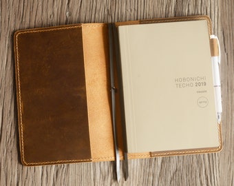 Hobonichi A5 / A6 Cousin Cover Hobonichi techo cousin cover with Book Marks and Pen Loop - Distressed Brown - 310H-A5/6