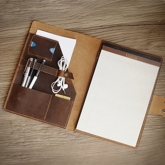 Personalized leather Portfolio Notepad holder 8.5 x 11.75 Etsy