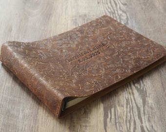 Guest Book for Wedding, Party, or Memorial, for instant photo, polaroid, Leather Cover, 100 Pages, blank and lined paper