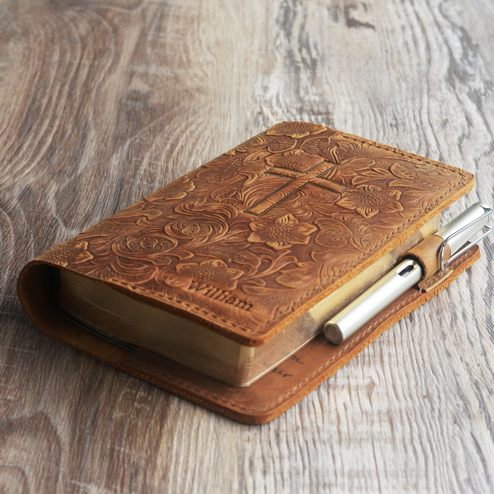 Genuine Tooled leather cover case for holy bible KJV , Christian gifts for  women