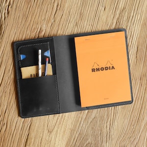 Portefeuille de couverture en cuir personnalisé pour PAD RHODIA No 16 A5 taille / 5.8x8.3/ 314R16 Black