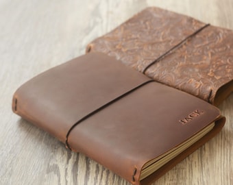 Leather Journal Personalized, Travelers Notebook, Custom Refillable Planner Cover Field Notes A6 A5 A4 B6 B5, Employee Gift, Coworker Gift