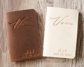 Wedding vow books, Leather wedding vow book, Personalized gift for bride and groom, Marriage vow renewal book,  Vow books set of 2 - 3006