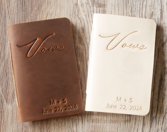 Wedding vow books, Leather wedding vow book, Personalized gift for bride and groom, Marriage vow renewal book,  Vow books set of 2 - 3006