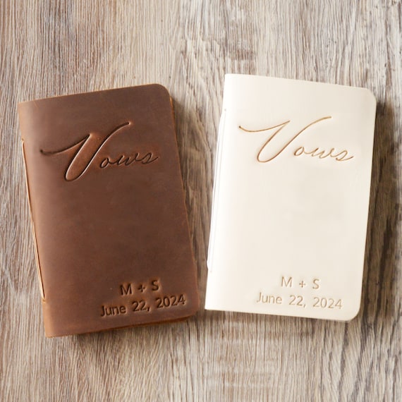 Wedding vow books, Leather wedding vow book, Personalized gift for bride and groom, Marriage vow renewal book,  Vow books set of 2 - 3006