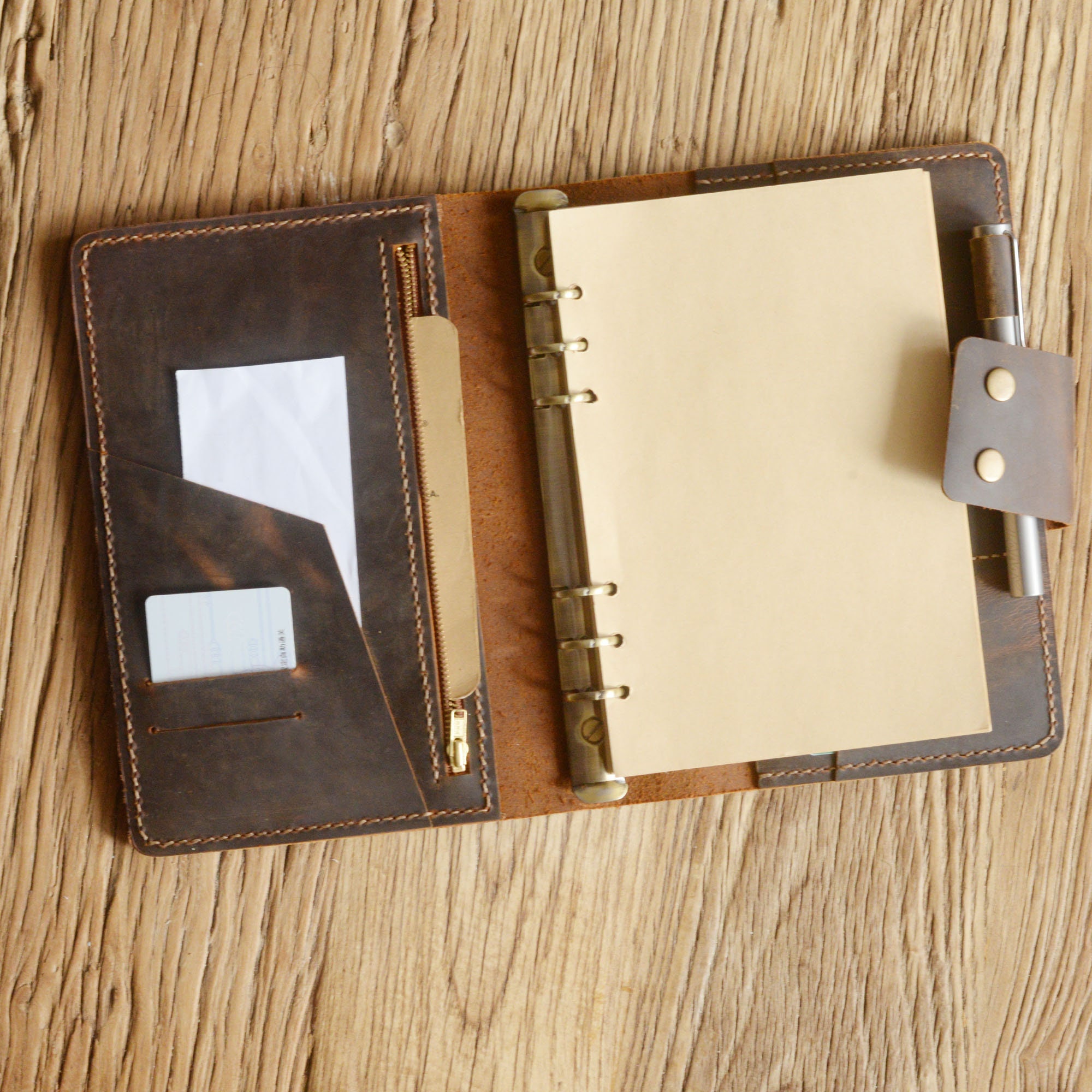 Personalized A5 6 Ring Binder Leather Refillable Planner Etsy