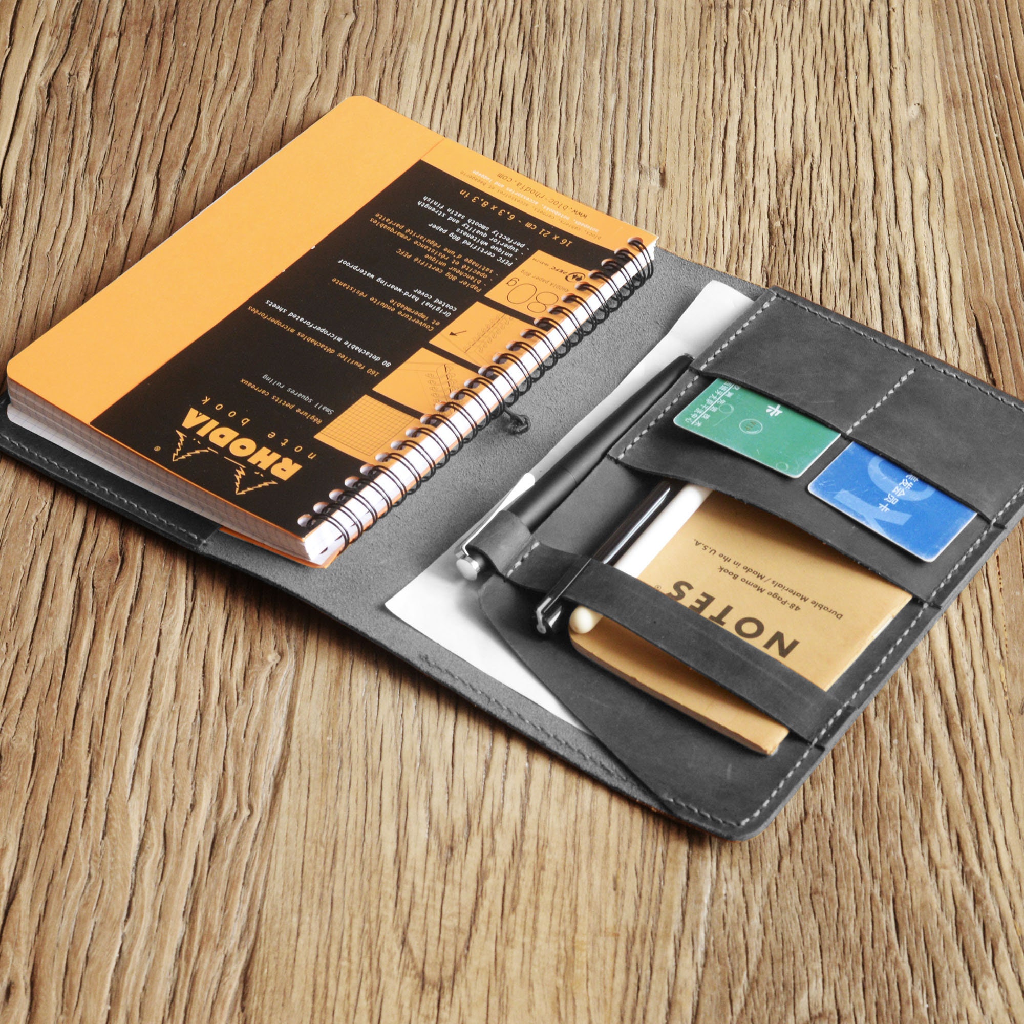 Personalized Leather RHODIA Notebook Cover Portfolio, Fit for
