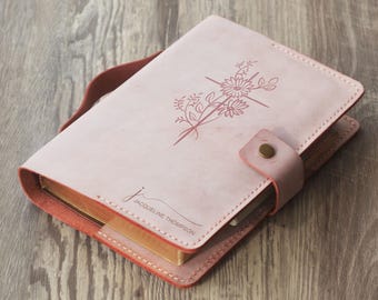 Personalized leather bible cover for women, Custom bible cover, Custom size bible case, Bible cover sleeve, Christian book cover
