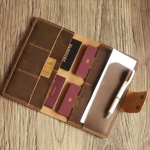 Familia de cuero personalizado 4 porta pasaportes / organizador de pasaportes familiares / cubierta de billetera de viaje de pasaporte PA001