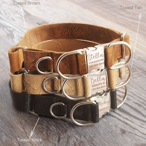 Leather dog collar, Personalized Dog Collar, engraved leather dog collar, Double rings, Metal Buckle Dog Collar, cat collar