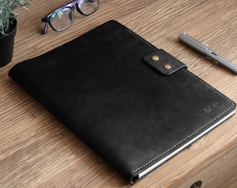 Personalized leather Portfolio, Notepad holder, 8.5 x 11.75 letter size Writing padfolio, Leather Business Folio, Work portfolio, Black D311