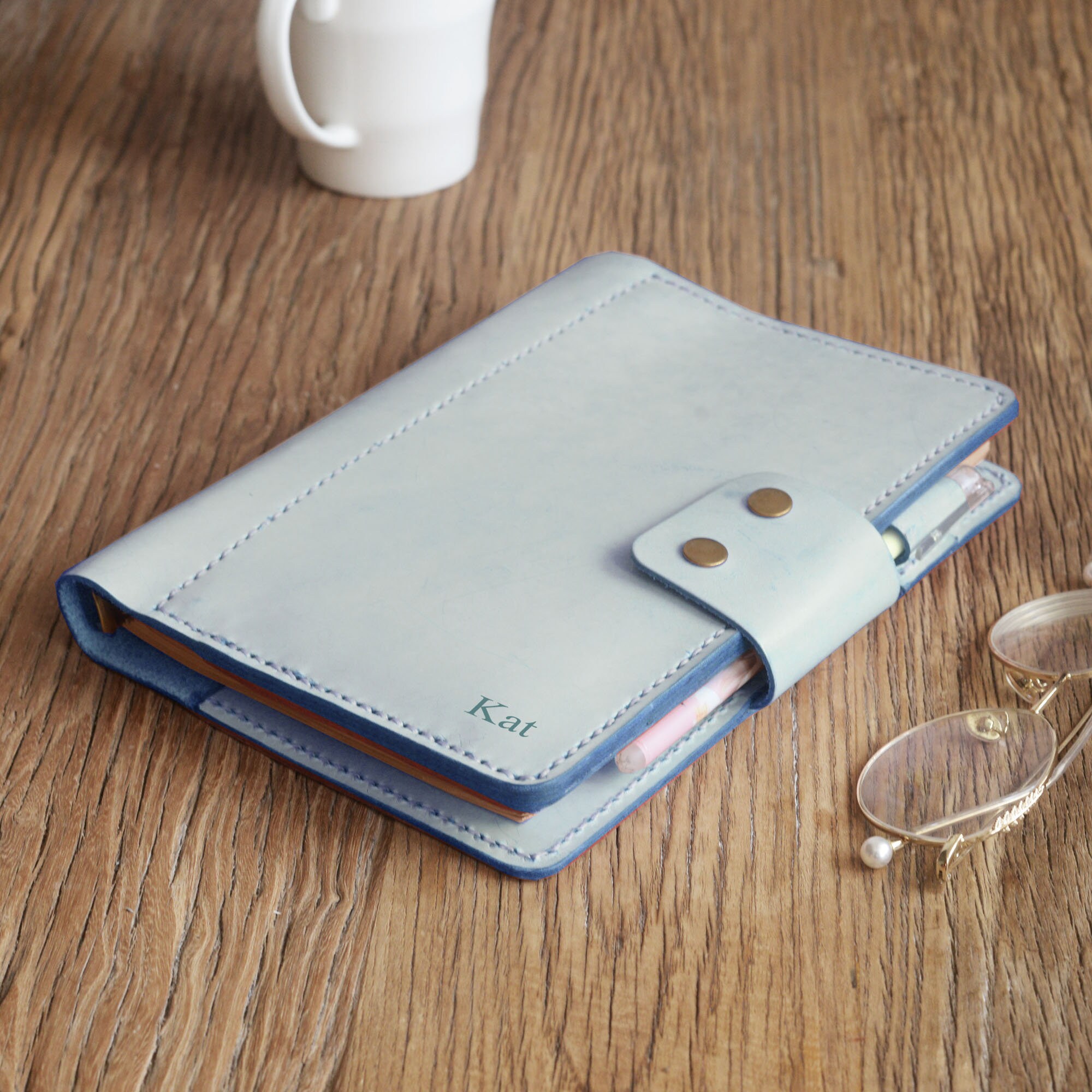 Personalized womens A5 6 ring Leather Refillable Planner Etsy