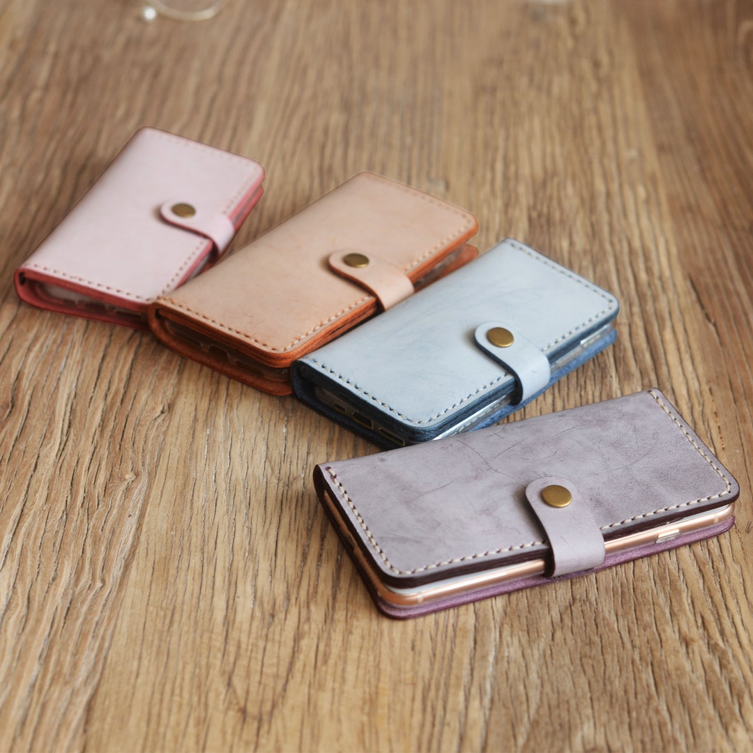 Women's Small Card Case Wallet with Flap. Mini Credit Card Holder. Soft Ash Rose Leather