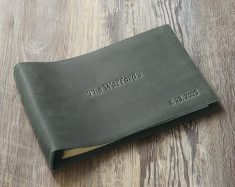 Custom Guest Book for instant photo, polaroid, Party, Wedding, Graduation, or Memorial,  Leather Cover, 100 Pages, blank and lined paper