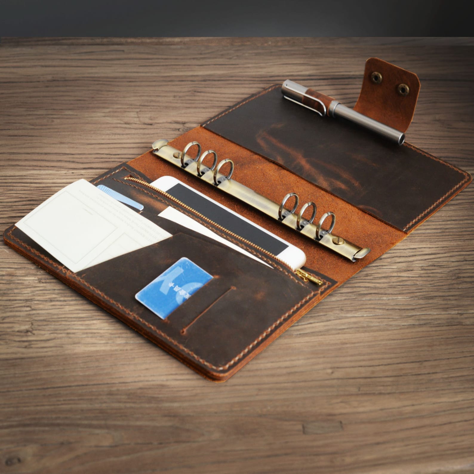 Personalized Size A5 6 Ring Leather Refillable Planner Binder Etsy