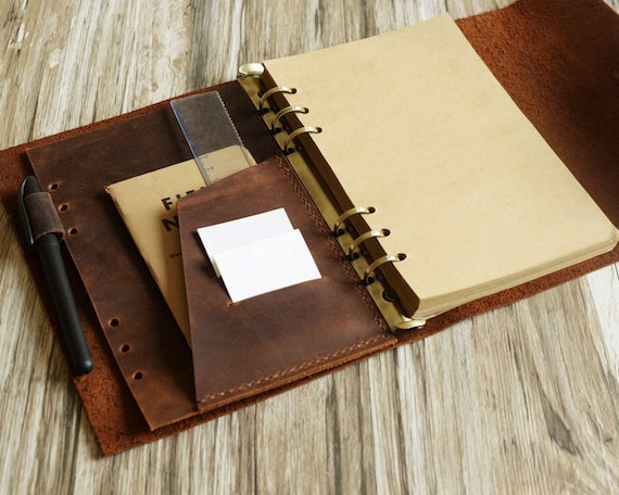 Personalized Size A5 Leather Refillable Planner Binder - A5 Leather Notebook Binder Personalized Size A5 Leather Refillable Planner Binder - A5 Leather Notebook Binder