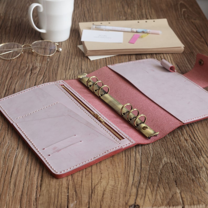 Personalized womens A5 6 ring Leather Refillable Planner Etsy