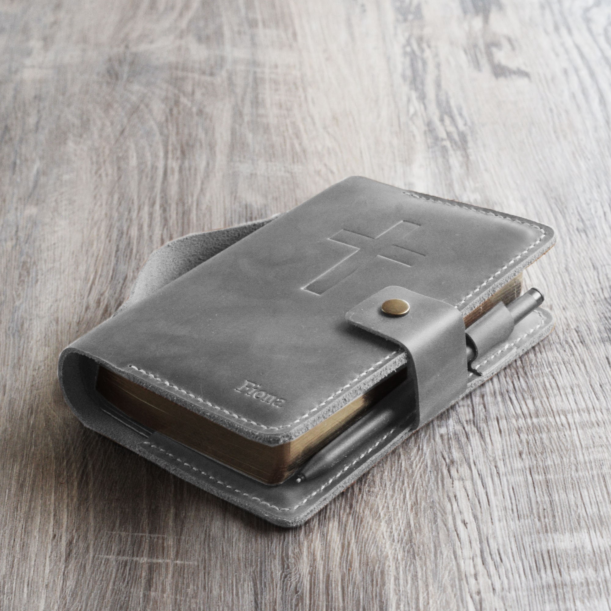 Personalized KJV Holy Bible cover with handle , Custom leather holy bible book case cover, Jw gift - Elders gifts, 307J+H