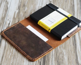 Leather notebook cover for moleskine classic notebook pocket size / leather cover case for moleskine Cahier Volant Journal (3.5 x 5.5)