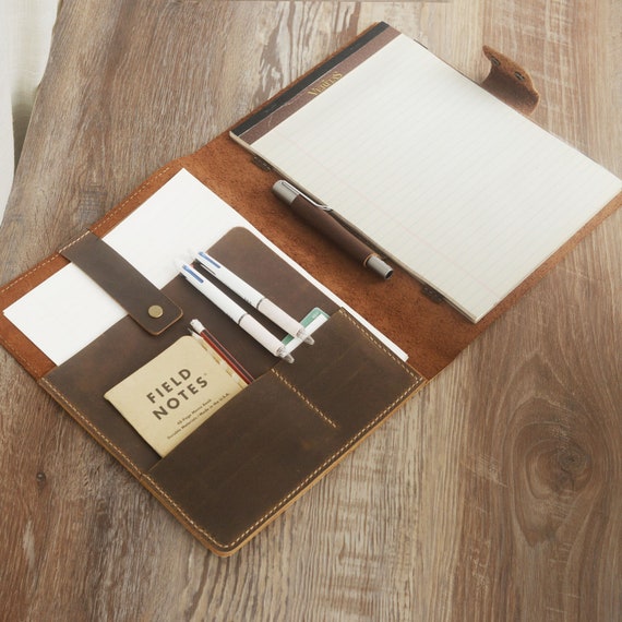 Brown Leather Portfolio  Personalized A4 Document Holder for