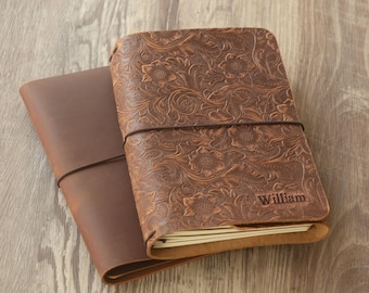 Personalized leather journal, Bound journal cover with 4 inserts, Refillable leather journal a5, Custom notebook cover, A4 leather journal
