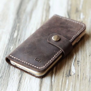 Étui portefeuille en cuir personnalisé pour iPhone 16 / 15 / 14 / 13 / 13 Pro / 13 Pro max / 13 mini / 12 / 12 Pro