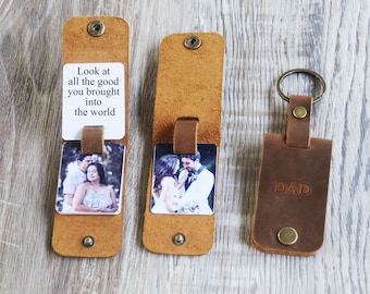Custom Leather Photo Keychain Personalized Photo Keychain Father's Day Gift From Daughte Son Wife Leathe Photo Key Holder Anniversary Gift