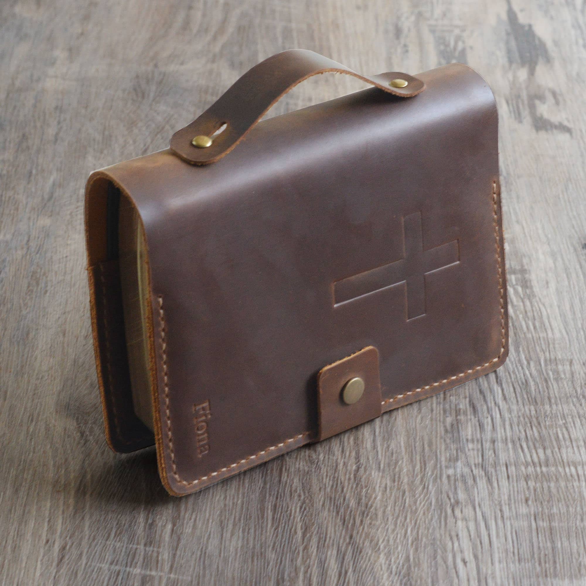 Personalized KJV Holy Bible cover with handle , Custom leather holy bible book case cover, Jw gift - Elders gifts, 307J+H