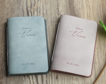 Libro de votos de boda de cuero personalizado Sus votos o sus votos estampados con nombre y / o fecha