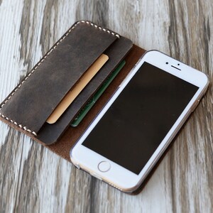 iPhone New SE / 11 / 11 Pro / 11 Pro Max / XR / Xs / 7 / 8 Plus wallet case, iPhone Case leather- Italian distressed oiled leather