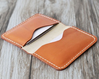 Personalized Leather  Business Card Holder 110 / Bussiness Card Case / Card Wallet / Slim Wallet / Minimal Leather Wallet / Orange