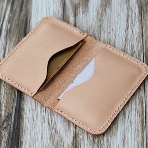 Personnalisés en cuir porte-cartes 110 / Bussiness carte affaire / carte porte-monnaie / Slim Wallet / Minimal en cuir pour femmes / Nature Tan image 1