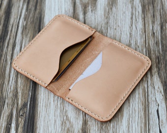 Personalized Leather  Business Card Holder 110 / Bussiness Card Case / Card Wallet / Slim Wallet / Minimal Leather Wallet / Nature Tan