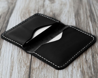 Personalisierte Leder Visitenkarte Halter 110 / Bussiness Karte Fall / Karte Brieftasche / schlanke Brieftasche / minimale Leder Brieftasche / schwarz