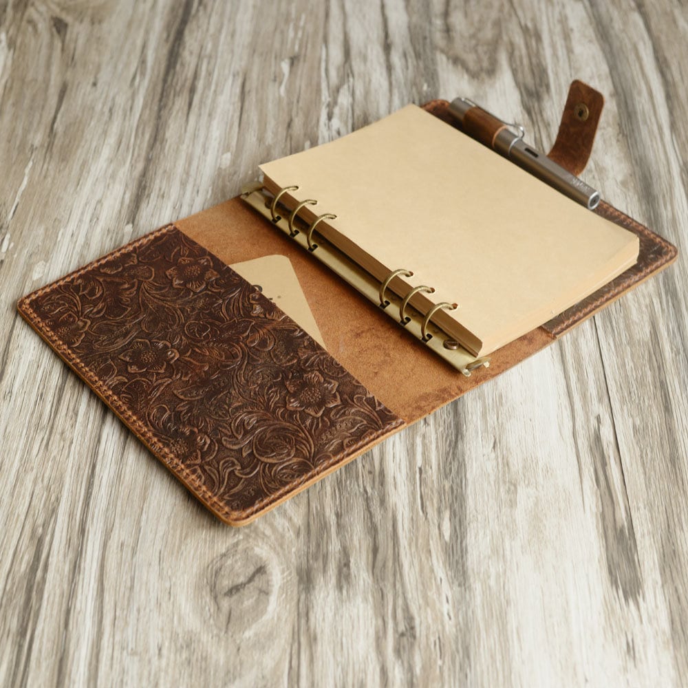 Coffee Leather 3 Rings Binder Planner – LeatherNeo