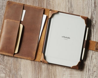 Folio reMarkable 2 en cuir personnalisé avec porte-stylo, cuir véritable de qualité supérieure, organiseur à folio reMarkable 2 - K07