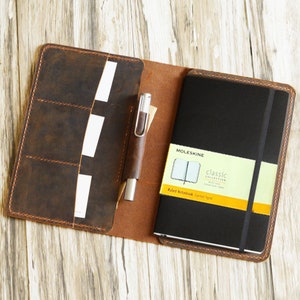 Cuero afligido Moleskine Classic Cover Tamaño más grande 5x 8.25, Cubierta de portátil A5, portafolio Agenda Cover Diary Cover Personalizado, 306-2