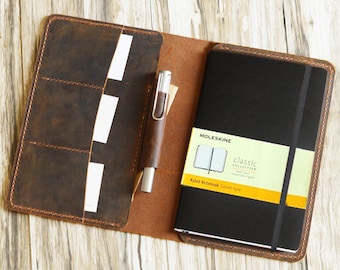 Distressed Leather Moleskine Classic Cover Larger size 5x 8.25，A5 Notebook Cover, portfolio Agenda Cover Diary Cover Personalized, 306-2