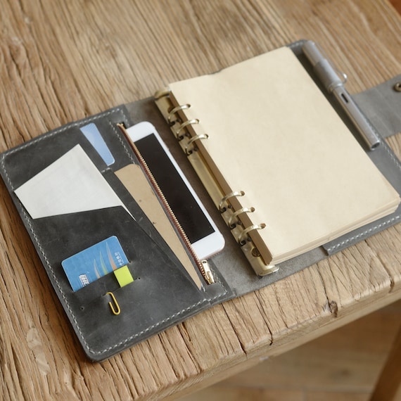 Standard Gr/ö/ße braun Nachf/üllbar Leder Tagebuch Reisende Notebook 11 x 21cm Tagebuch mit 5 Eins/ätze Stiftehalter und Binder Clip