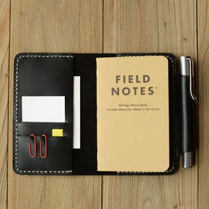Cubierta de diario de cuero genuino recargable para notas de campo de tamaño de bolsillo portabolígrafos ranuras para tarjetas/apto para notas de campo de 3,5 x 5,5"