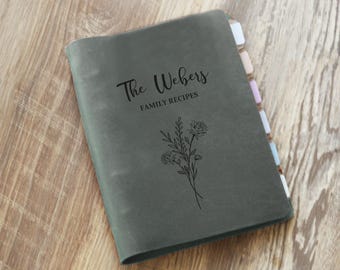 Personalized Recipe Book Binder to Write in Your Own Recipes, Leather Recipe Journal Notebook, Make your Own Favorite Cookbook