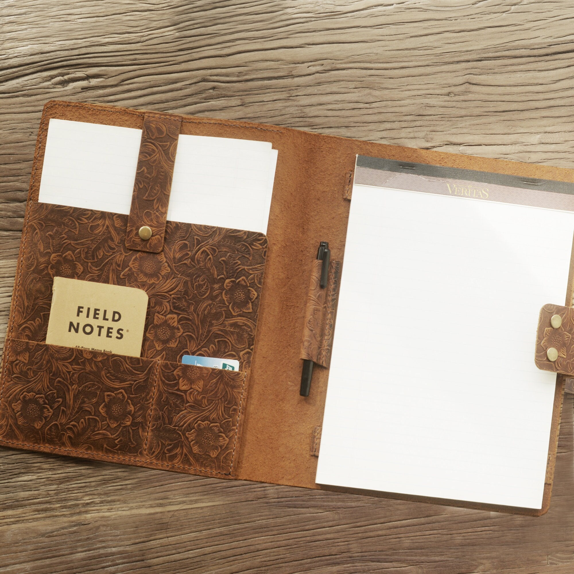 Floral Punzierte Leder Mappe, 8,5 x 11 Padfolio, A4 Letter Size Notizblock/Legal Pad Padfolio, Organizer für Letter Size Schreibblock D313