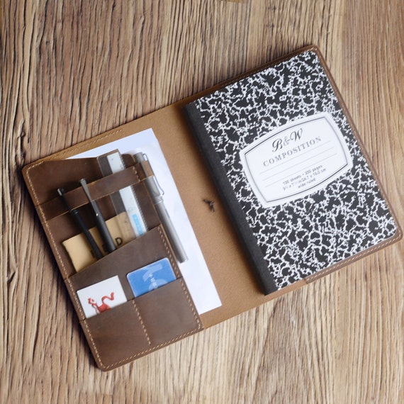 Personalized Leather Composition Notebook Cover; Composition Book Organizer, 312C
