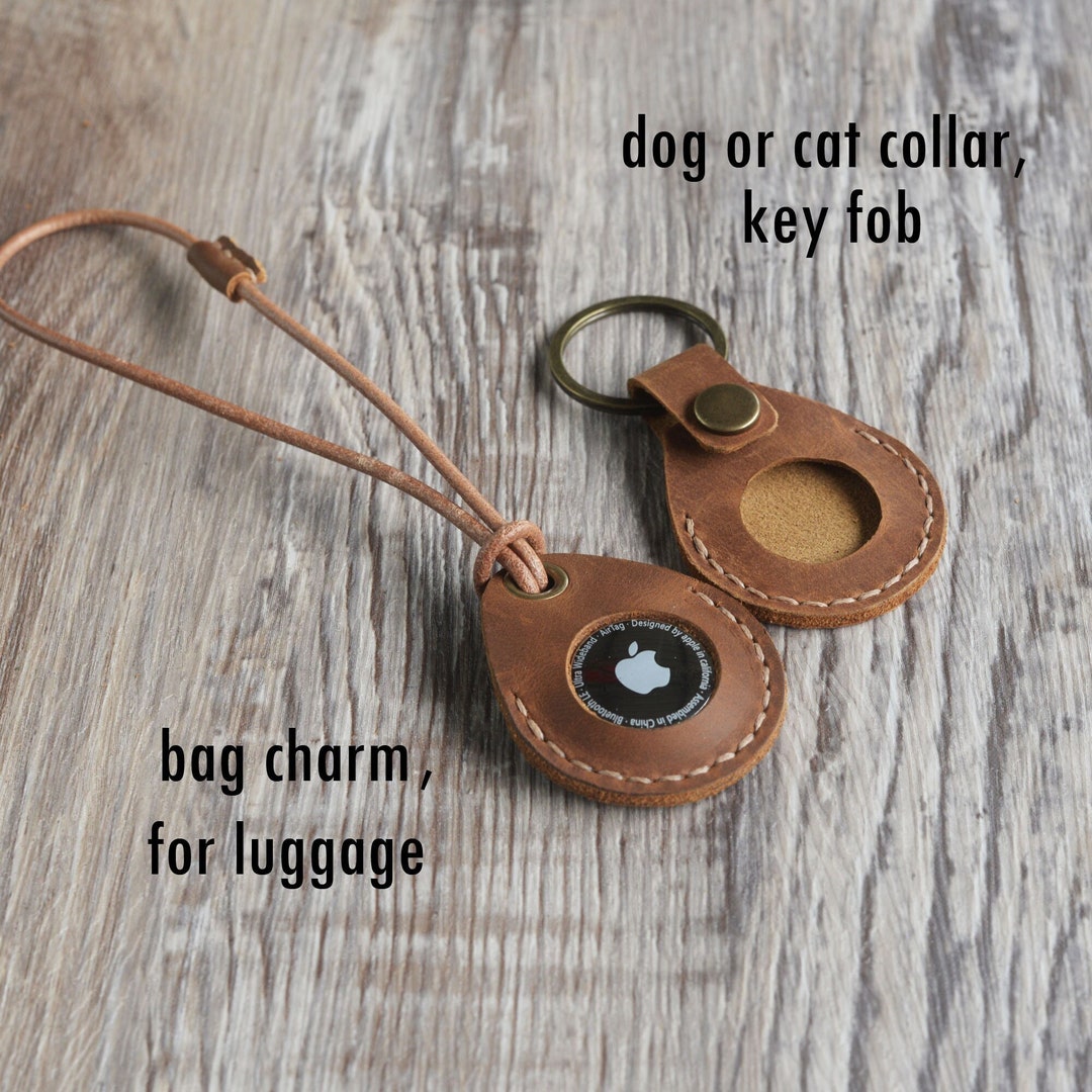 Personalized Leather Luggage Tag, AirTag Holder, AirTag Case, AirTag Holder Keychain, Fathers