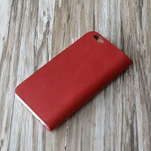 Personalized Genuine Leather iPhone case for iPhone x / 8 / 8 Plus / 7 / 7 Plus / 6 / 6 Plus / 6s / 6s Plus / 5 / SE Leather Wallet red image 3