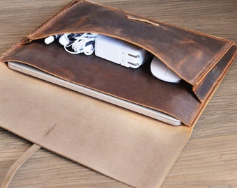 Handmade leather macbook sleeve case for New macbook Pro 13 2020, Pro 16, air 13 / macbook pro retina case / leather laptop case bag, MAC614