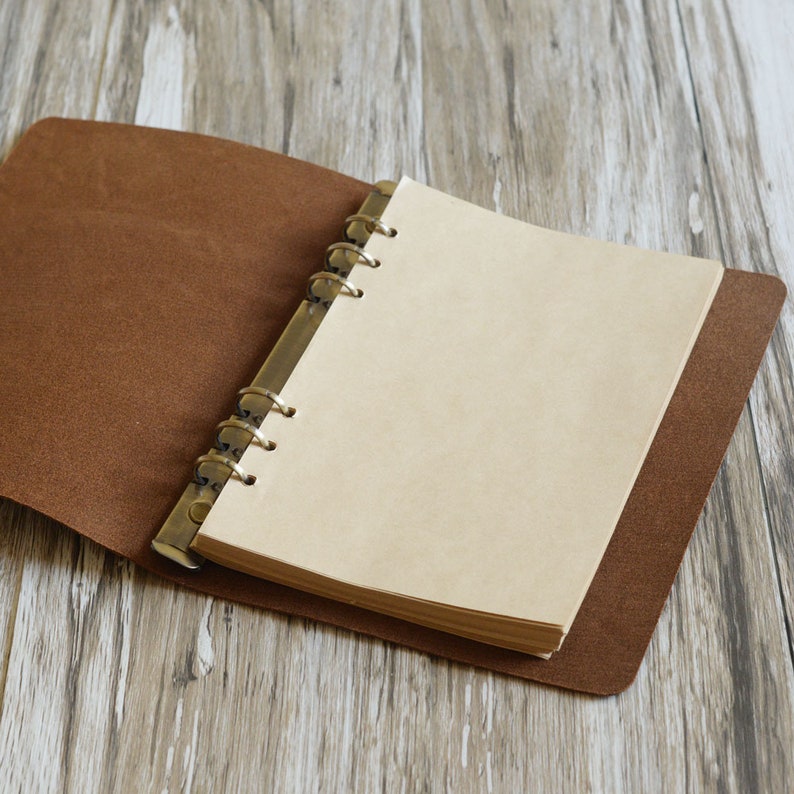 Personalized Simple A5 6ring binder notebook Leather Etsy