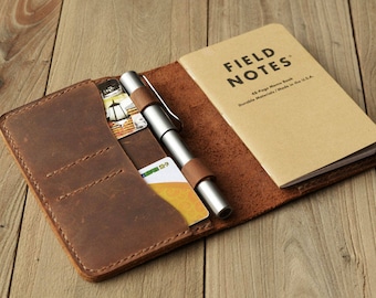Funda de diario de cuero para cuaderno Moleskine Cahier Tamaño de bolsillo con portalápices 3.5 "x 5.5" Cubierta de notas de campo Vintage recargable 303