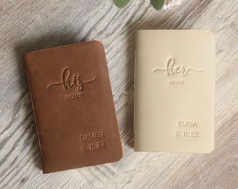 Sus votos o sus votos estampados con nombre y/o fecha, libro de votos de boda de cuero personalizado