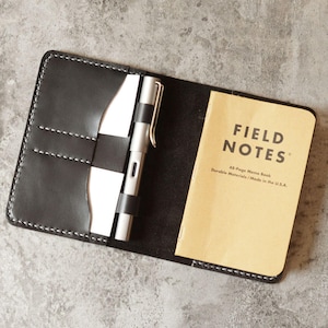 Navulbare echt lederen Journal Cover voor zakformaat veldnotities notebook pennenhouder kaartsleuven / fit 3,5 x 5,5" veldnotities